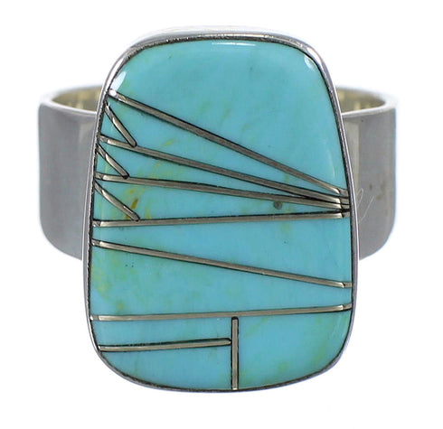 Silver Southwest Turquoise Ring Size 5-3/4 AX88253